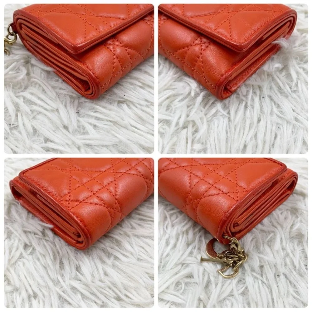 Dior Orange Quilted Wallet